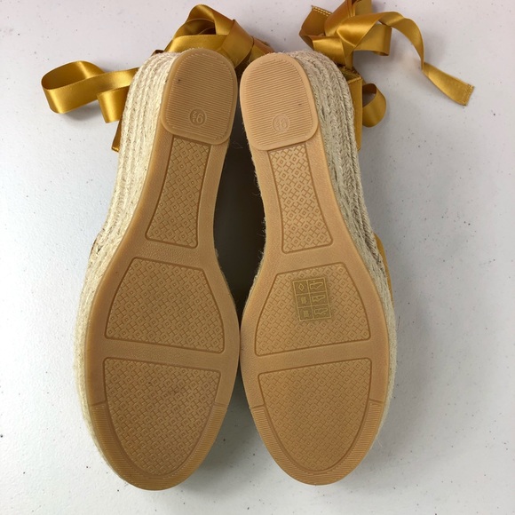 Tory Burch Wedged Espadrille Golden Yellow Sz 9.5M - Picture 8 of 8